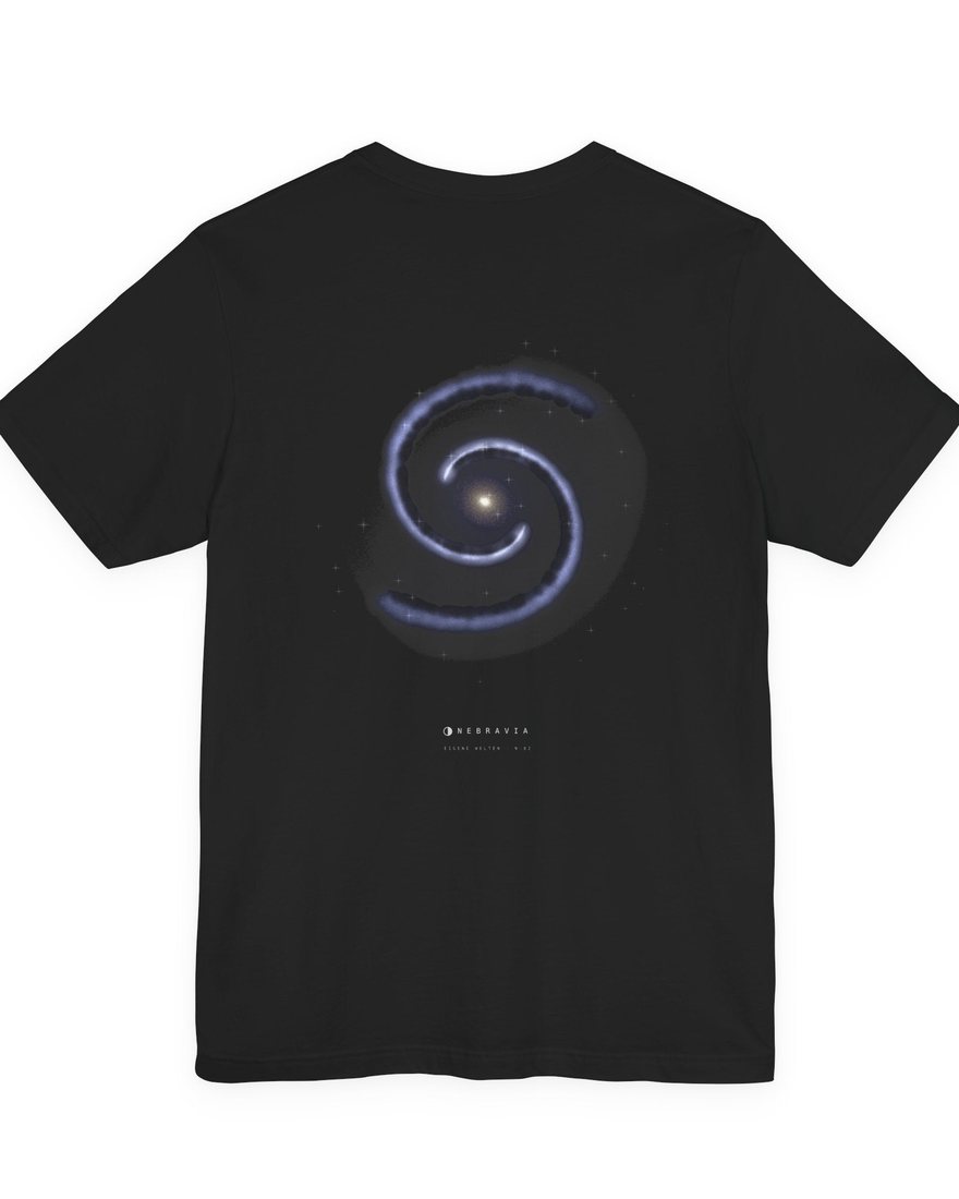 T-Shirt mit Galaxie-Backprint, Schwarz — Rückenansicht